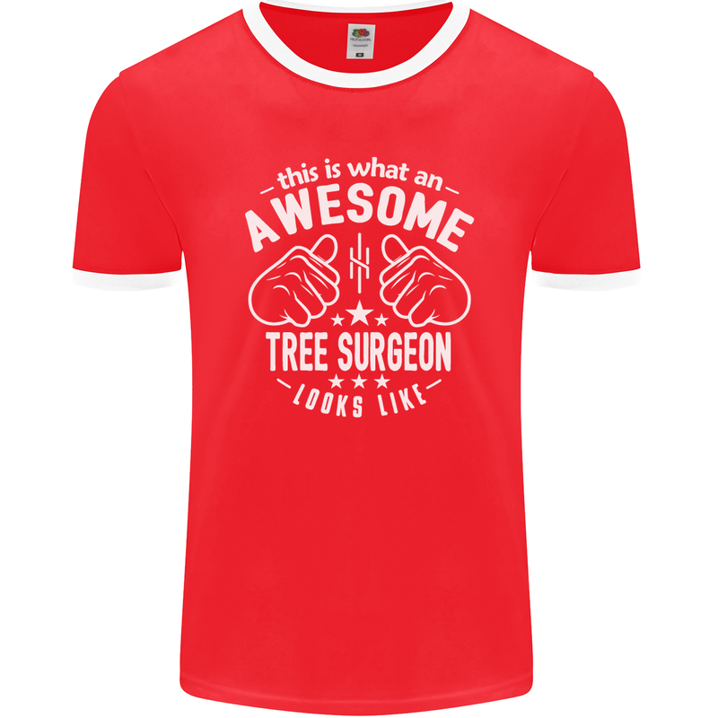 An Awesome Tree Surgeon Looks Like Mens Ringer T-Shirt FotL Red/White