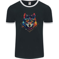 Geometric Wolf Wolves Mens Ringer T-Shirt FotL Black/White