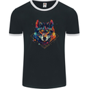 Geometric Wolf Wolves Mens Ringer T-Shirt FotL Black/White