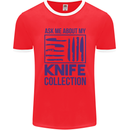 Ask About My Knife Collection Funny Chef Mens Ringer T-Shirt FotL Red/White
