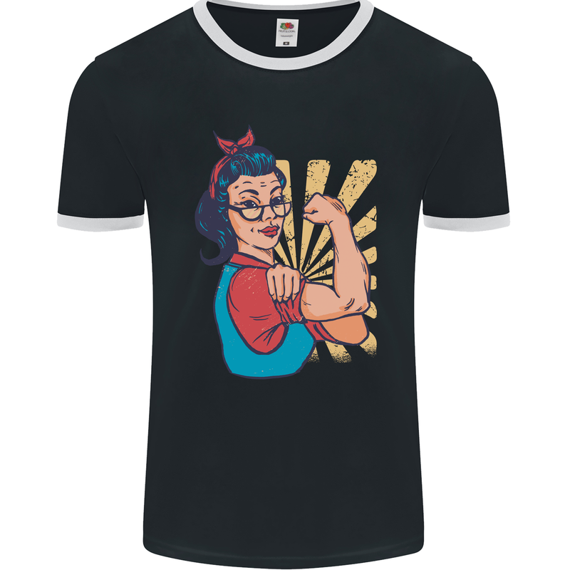 Strong Successful Woman Mens Ringer T-Shirt FotL Black/White