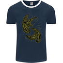 The Viking Raven Symbol Odin Ragnar Tribal Mens Ringer T-Shirt FotL Navy Blue/White