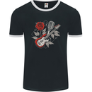 Rockabilly Guitar & Microphone Rock & Roll Mens Ringer T-Shirt FotL Black/White