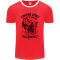 Muay Thai Full Contact Martial Arts MMA Mens Ringer T-Shirt FotL Red/White