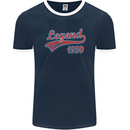 Legend Since 73rd Birthday 1950 Mens Ringer T-Shirt FotL Navy Blue/White