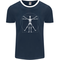 Vitruvian Skeleton Halloween Skull Funny Mens Ringer T-Shirt FotL Navy Blue/White