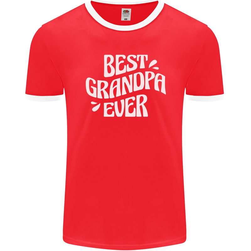 Best Grandpa Ever Grandparents Day Mens Ringer T-Shirt FotL Red/White