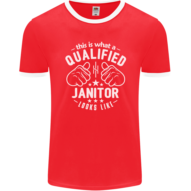 This Is What a Qualified Janitor Looks Like Mens Ringer T-Shirt FotL Red/White
