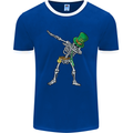 St Patricks Day Dabbing Skeleton Skull Mens White Ringer T-Shirt Royal Blue/White