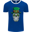St Patricks Day of the Dead Sugar Skull Mens Ringer T-Shirt FotL Royal Blue/White