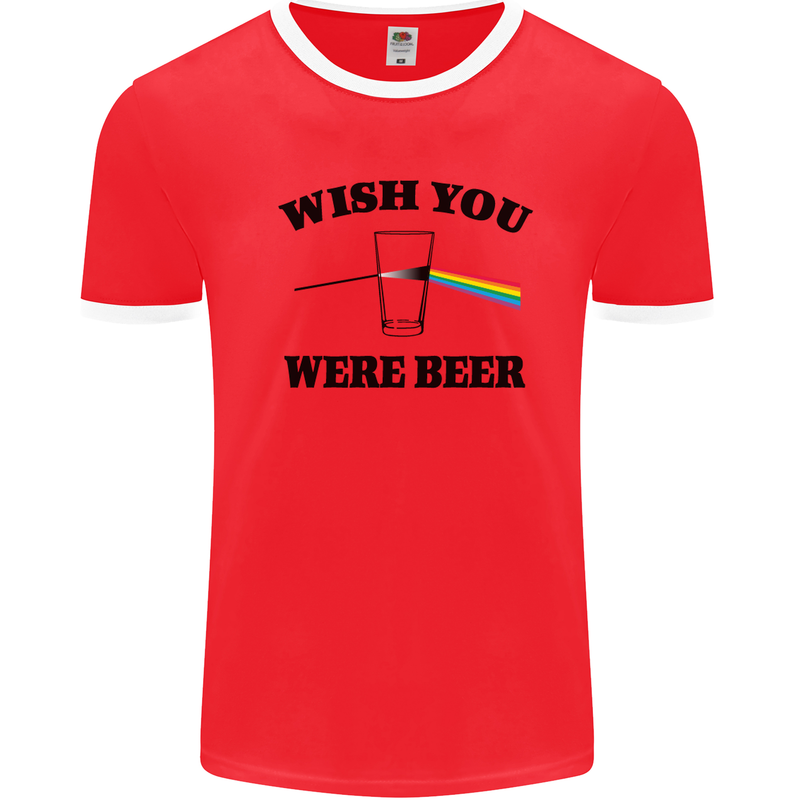 Wish You Were Beer St Patricks Day Alcohol Mens Ringer T-Shirt Red/White