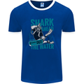 Shark Ahead Funny Diver Scuba Diving Mens Ringer T-Shirt FotL Royal Blue/White