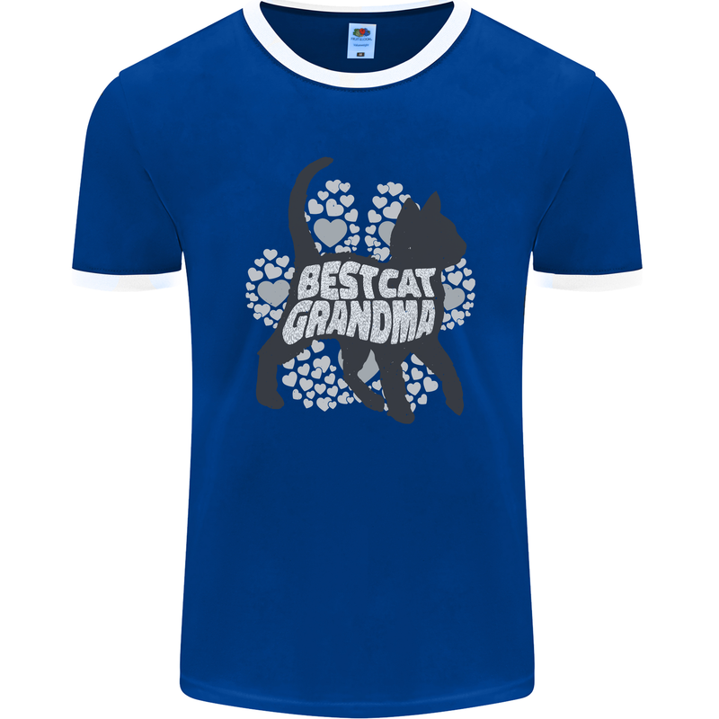 Best Cat Grandma Mens Ringer T-Shirt FotL Royal Blue/White