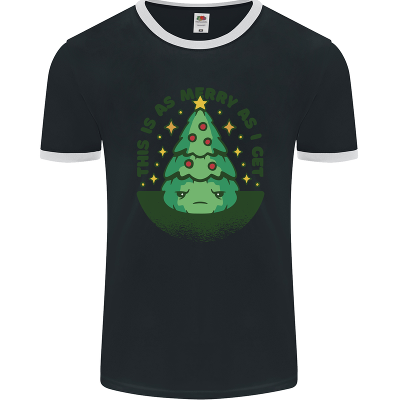 Bah Humbug Christmas Tree Funny Mens Ringer T-Shirt FotL Black/White