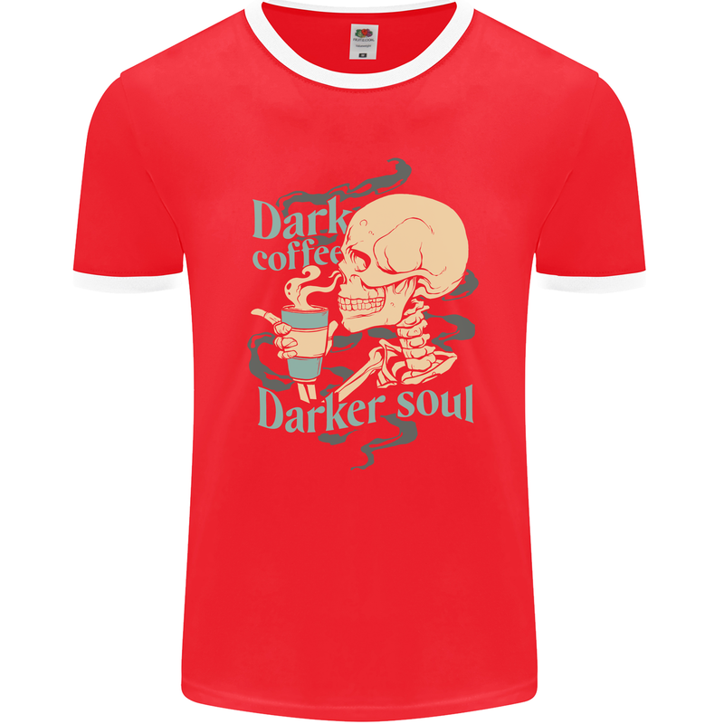 Dark Coffee Darker Soul Skull Mens Ringer T-Shirt FotL Red/White