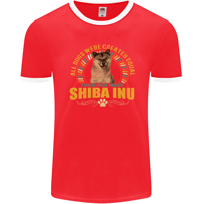 A Shiba Inu Dog Mens Ringer T-Shirt FotL Red/White