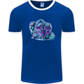 Cololurful Leopard Wild Cat Panther Mens White Ringer T-Shirt Royal Blue/White