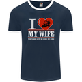 I Love My Wife Motorbike Biker Motorcycle Mens Ringer T-Shirt FotL Navy Blue/White