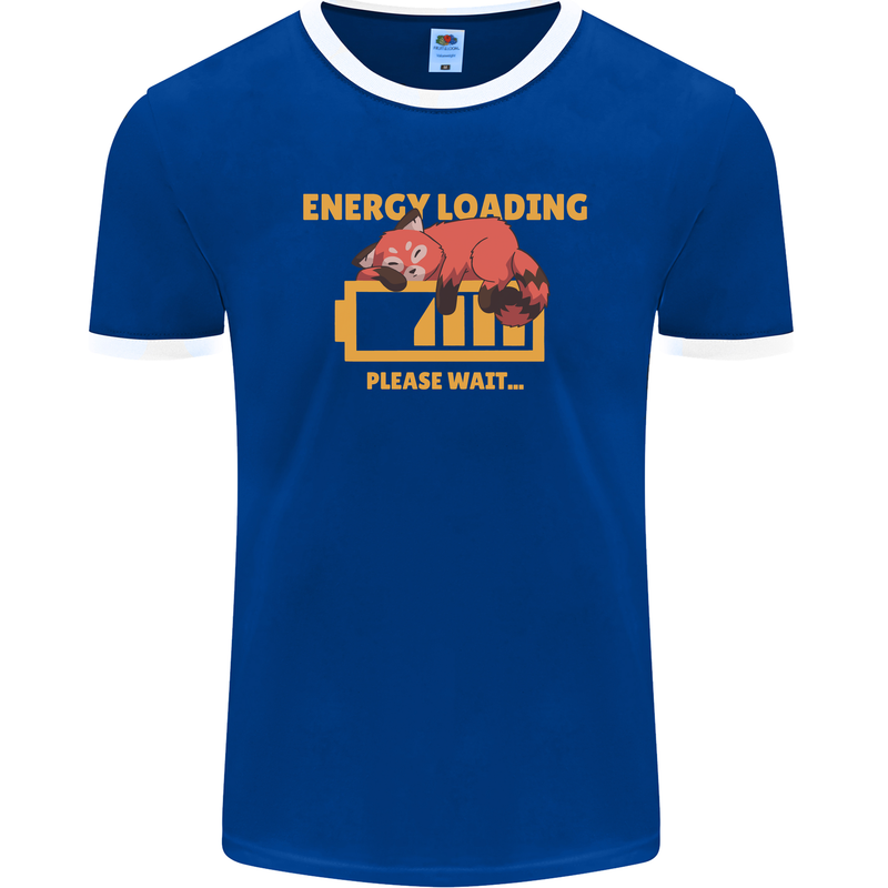 Sleeping Fox Energy Funny Lazy Anti-Social Mens Ringer T-Shirt FotL Royal Blue/White