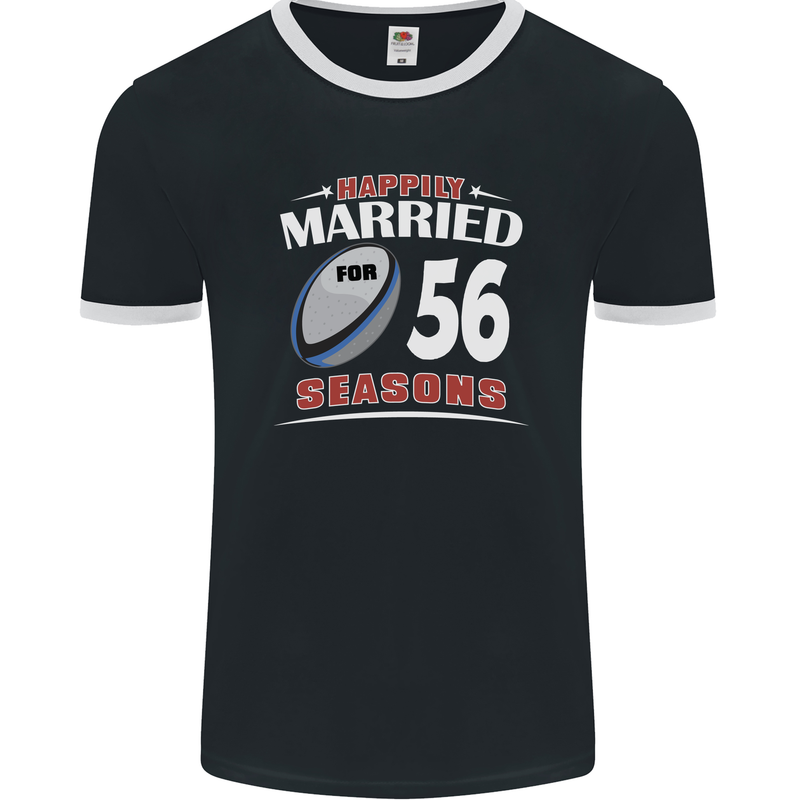 56 Year Wedding Anniversary 56th Rugby Mens Ringer T-Shirt FotL Black/White