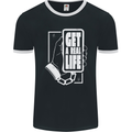 Get a Real Life Antisocial Phone Addict Mens Ringer T-Shirt FotL Black/White