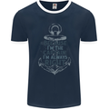 Sailing Captain Narrow Boat Barge Sailor Mens Ringer T-Shirt FotL Navy Blue/White