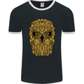 Ethnic Skull Gothic Tribal Demon Mens Ringer T-Shirt FotL Black/White