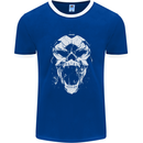 A Football Skull Footy Soccer Mens Ringer T-Shirt FotL Royal Blue/White