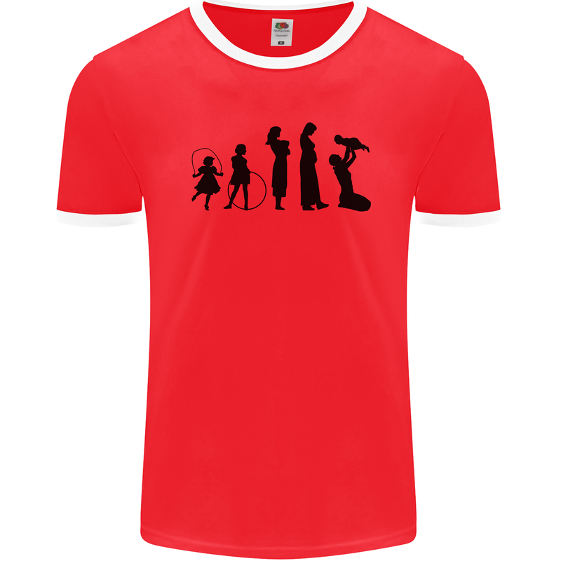 Funny Child to Mother Evolution Mothers Day Mens Ringer T-Shirt FotL Red/White