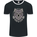 Mandala Wolf Mens Ringer T-Shirt FotL Black/White