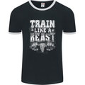 Train Like a Beast Gym Training Top Mens Ringer T-Shirt FotL Black/White