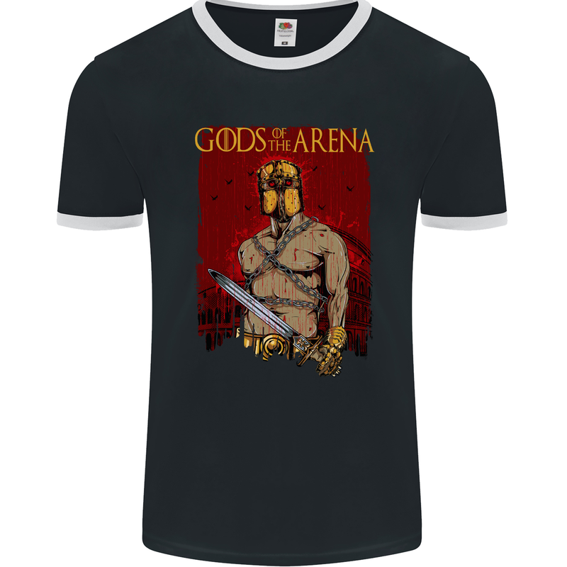 Gods of the Arena MMA Martial Arts Gym Mens Ringer T-Shirt FotL Black/White