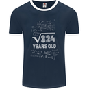 18th Birthday 18 Year Old Geek Funny Maths Mens Ringer T-Shirt FotL Navy Blue/White