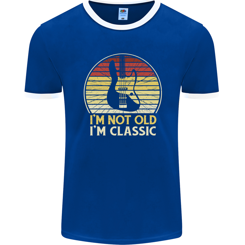 Im Not Old Classic Guitar Rock n Roll Punk Mens Ringer T-Shirt FotL Royal Blue/White