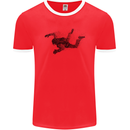 Abstract Parachutist Freefall Skydiving Mens Ringer T-Shirt FotL Red/White
