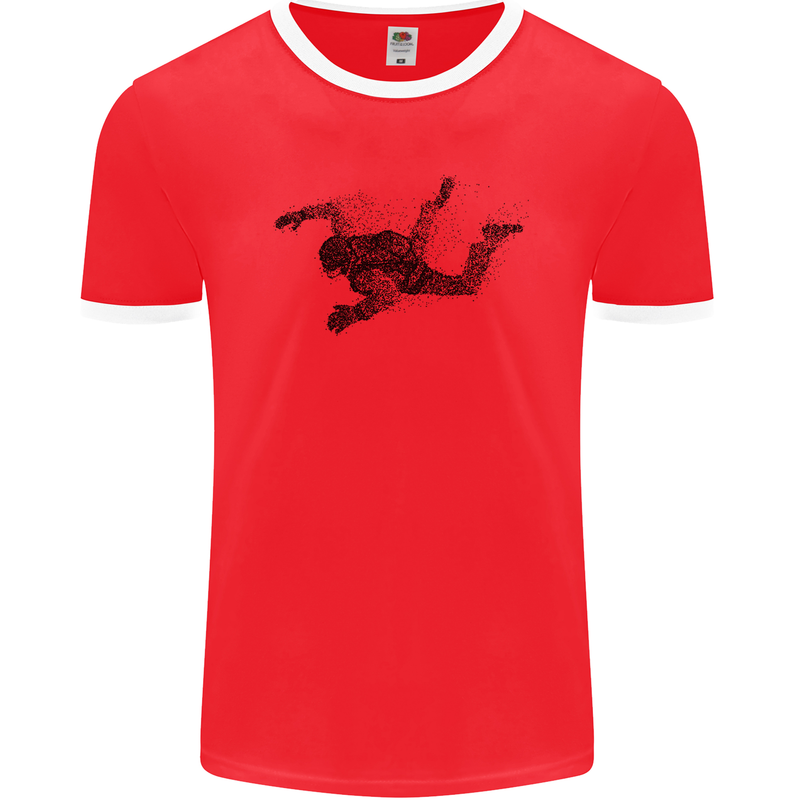 Abstract Parachutist Freefall Skydiving Mens Ringer T-Shirt FotL Red/White