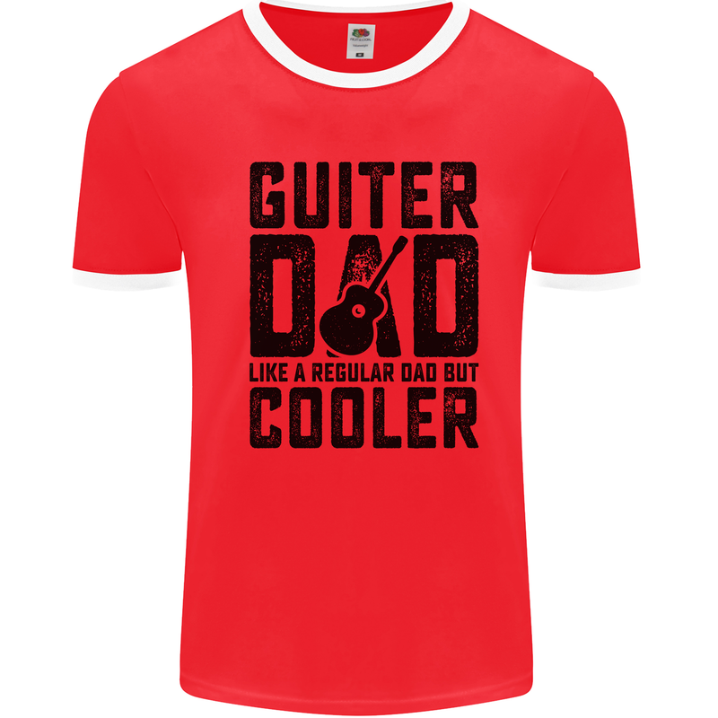 Fathers Day Guitar Dad Like a Normal Dad Mens Ringer T-Shirt Red/White