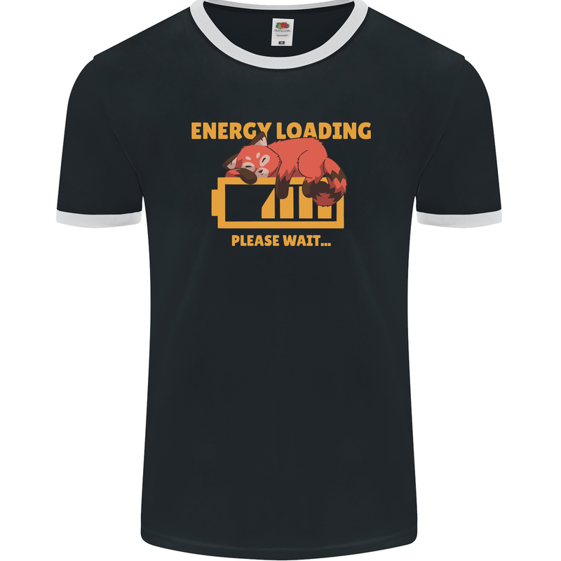 Sleeping Fox Energy Funny Lazy Anti-Social Mens Ringer T-Shirt FotL Black/White