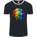 LGBT Bitten Rainbow Lip Gay Pride Day Mens Ringer T-Shirt FotL Black/White