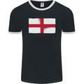 England Flag St Georges Day Rugby Football Mens Ringer T-Shirt FotL Black/White