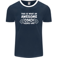 Awesome Coach Rugby Football Tennis Mens Ringer T-Shirt FotL Navy Blue/White