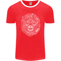 Funny Hipster Lion Mens Ringer T-Shirt FotL Red/White