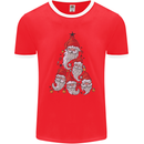 Santa Clause Christmas Tree Mens Ringer T-Shirt FotL Red/White