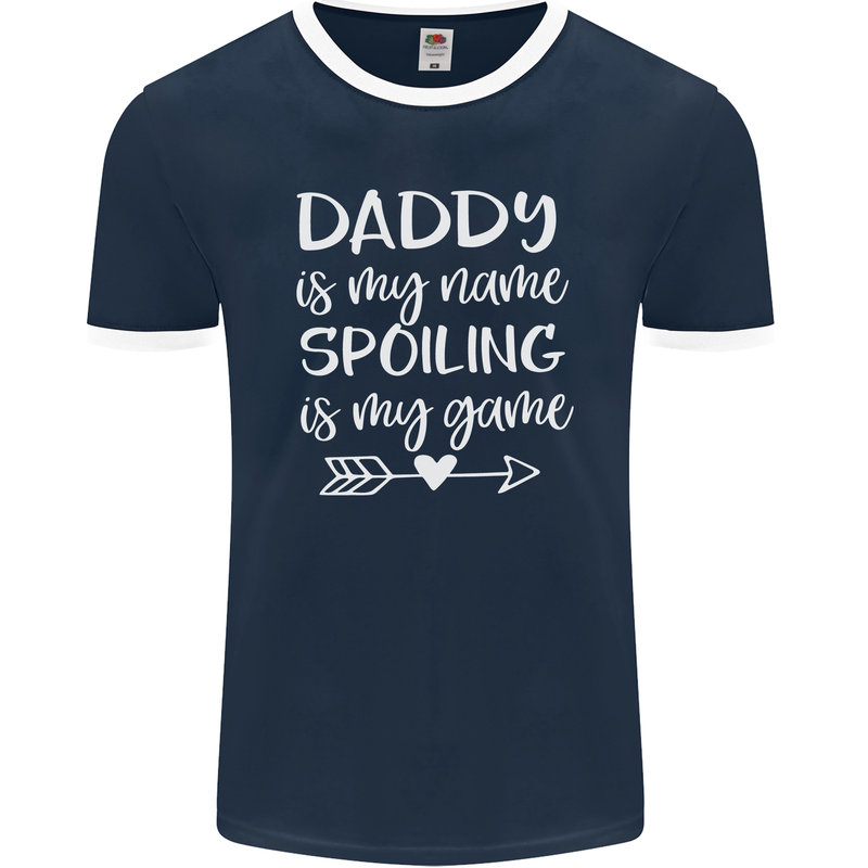 Father's Day Daddy Is My Name Funny Dad Mens Ringer T-Shirt FotL Navy Blue/White