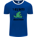 T-Rex Hates Backstroke Funny Swimming Swim Mens Ringer T-Shirt FotL Royal Blue/White