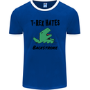 T-Rex Hates Backstroke Funny Swimming Swim Mens Ringer T-Shirt FotL Royal Blue/White