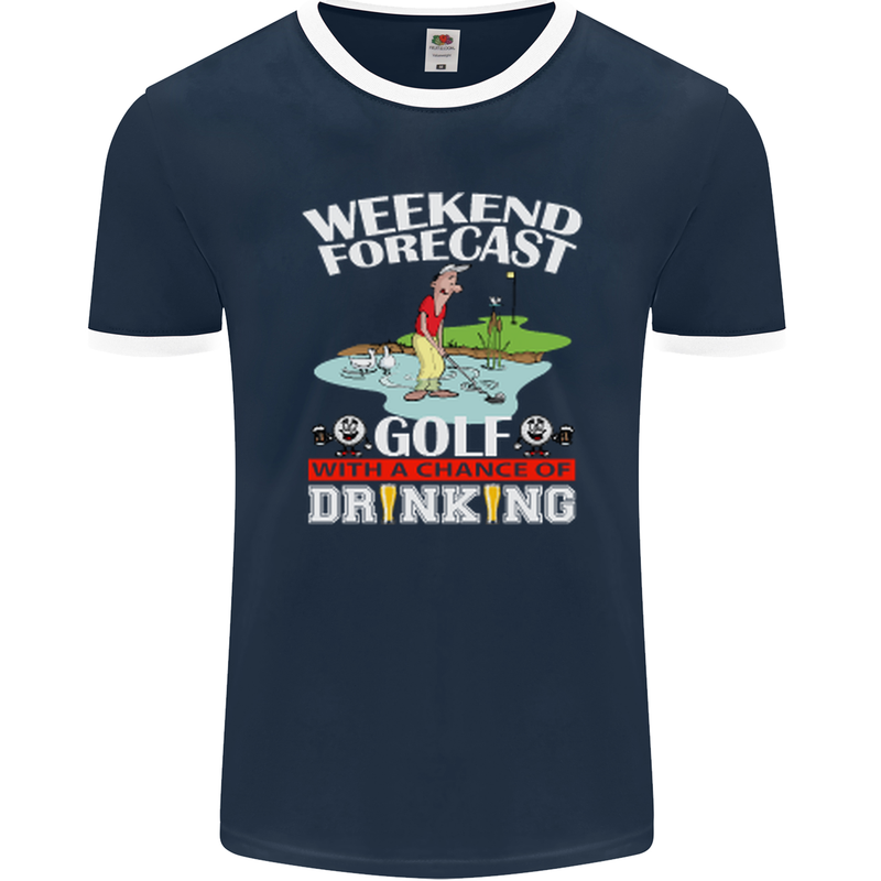 Golf Weekend Golfer Alcohol Beer Funny Mens Ringer T-Shirt FotL Navy Blue/White