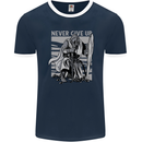 Teutonic Knight Never Give Up Crusader Gym Mens Ringer T-Shirt FotL Navy Blue/White