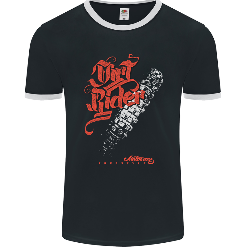 Dirt Rider Motocross MotoX Bike Motosports Mens Ringer T-Shirt FotL Black/White