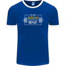 Eat Sleep Squat Repeat Gym Training Top Mens Ringer T-Shirt FotL Royal Blue/White